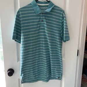 Mens striped blue and white size medium polo Eddie Bauer